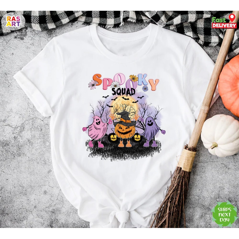 Spooky Squad Shirt, Halloween Shirt, Pumpkin Shirt, Halloween Party Shirt, Halloween Costume, Spooky Season Tee, Ghost Halloween Shirt.jpg