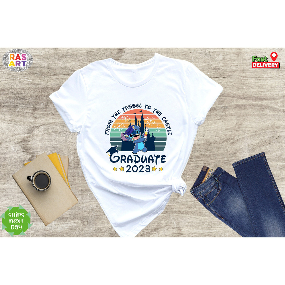 Stitch Graduate 2023 Shirt, Disney Graduation Shirt, Class Of 2023 Shirt, From The Tassel To The Castle, Senior Class Shirt.jpg