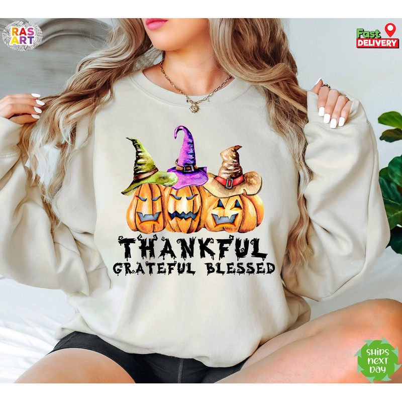 Thankful Grateful Blessed Sweatshirt, Buffalo Plaid Thanksgiving Sweatshirt, Hello Fall Sweatshirt,Pumpkin Fall Shirt, Hello Autumn Shirt.jpg