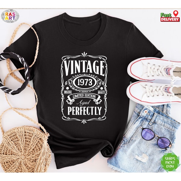 Vintage Birthday Shirt, EST 1973 T-Shirt, Vintage Birthday Shirt, 50th Birthday Party Shirt, Birthday Retro Shirt, 1973 Vintage Tee.jpg