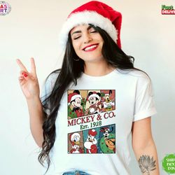 vintage mickey and friends christmas shirt, mickey and co christmas shirt, disney family christmas shirt, disneyland xma