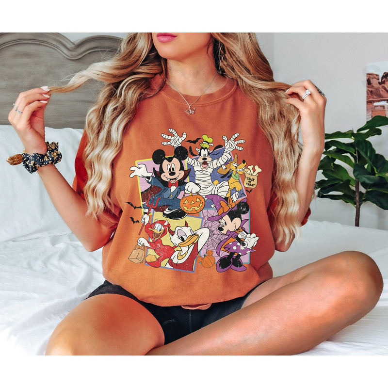 Vintage Disney Halloween 2024 Shirt, Disney Halloween Matching Shirt, Disney Family Shirt, Mickey and Friends Halloween Shirt, Halloween Tee.jpg