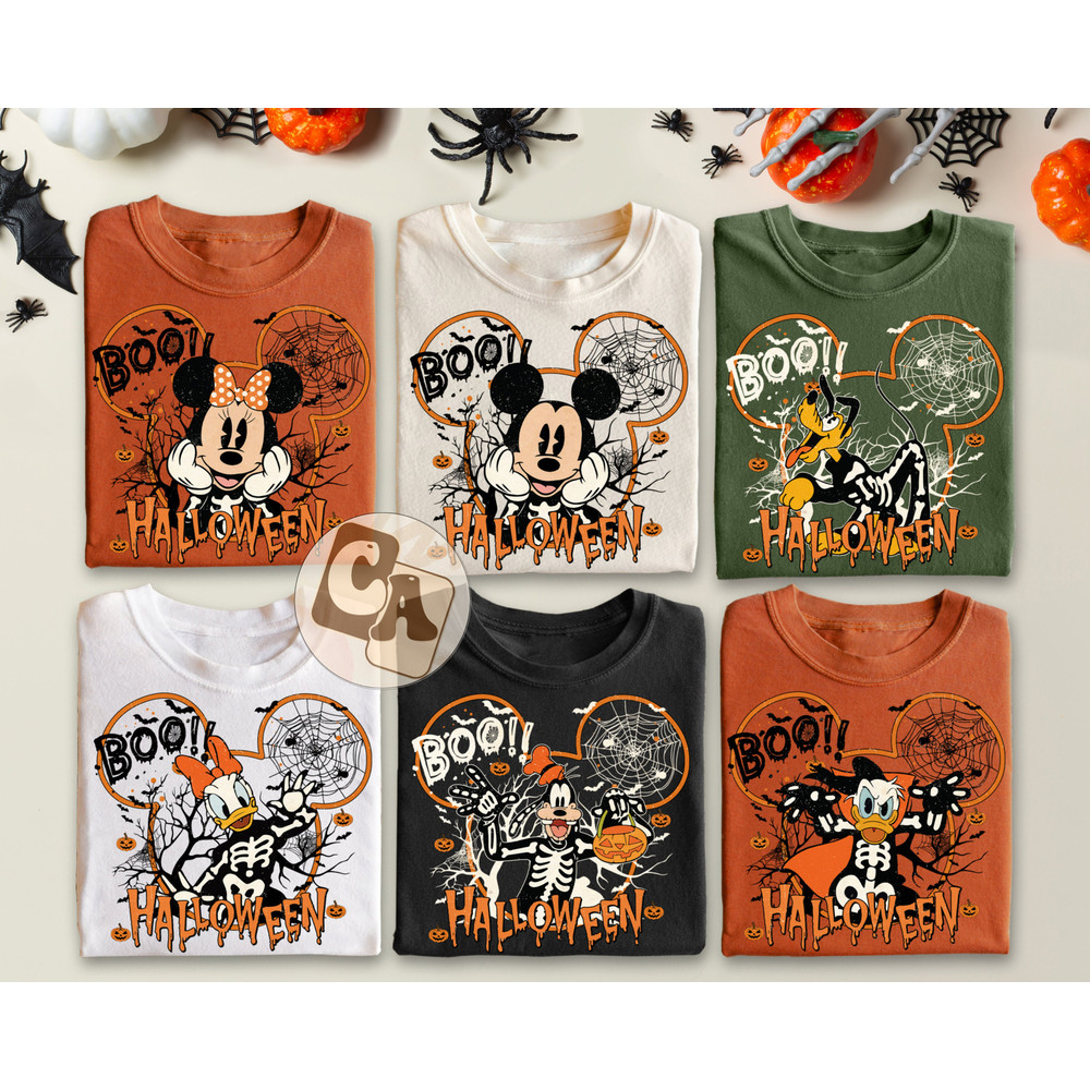 Vintage Disney Halloween All Characters Shirts, Mickey And Friends Halloween Shirt, Halloween Party Shirt, Disney Family Halloween Shirts.jpg