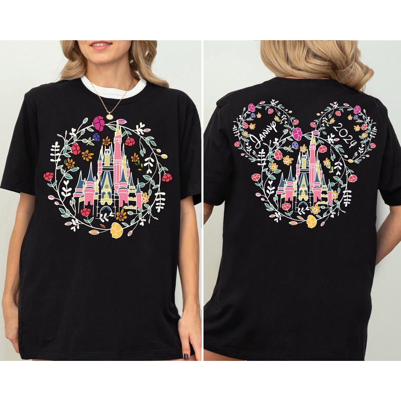 Disney Floral Castle Shirt, Vintage Disney Shirt, Happiest Place on Earth Shirt, Magic Kingdom Shirt, Disneyland Shirt, Magical Kingdom.jpg