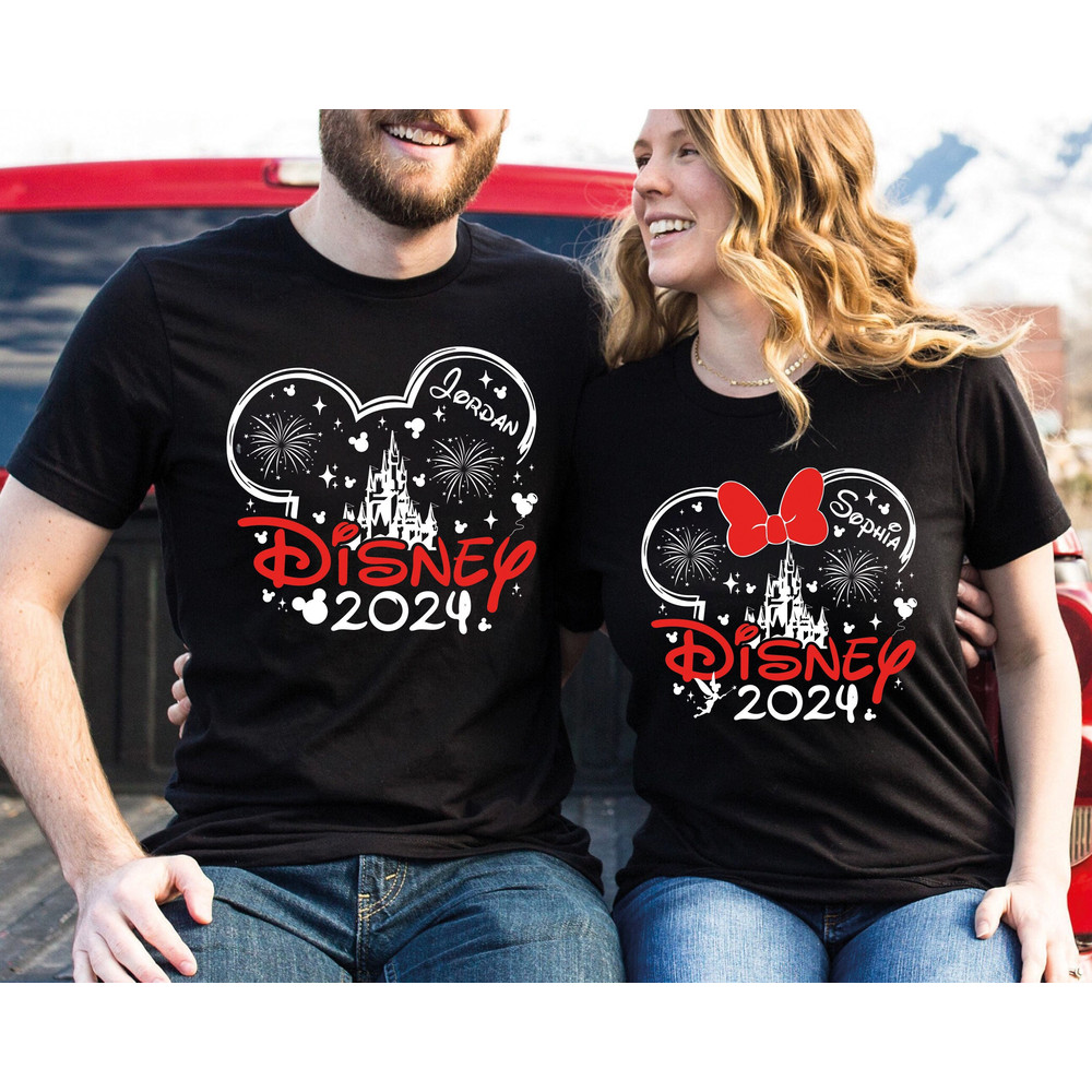 Disney Trip 2024 Shirts, Disney Castle Shirt, Disney Family Matching Shirt, Minnie Bow Mickey Head Shirt, Disney Vacation T-shirts.jpg