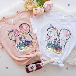 disneyland magical castle shirt, mickey minnie head shirt, disney matching shirt, mickey minnie couples shirt, magic kin