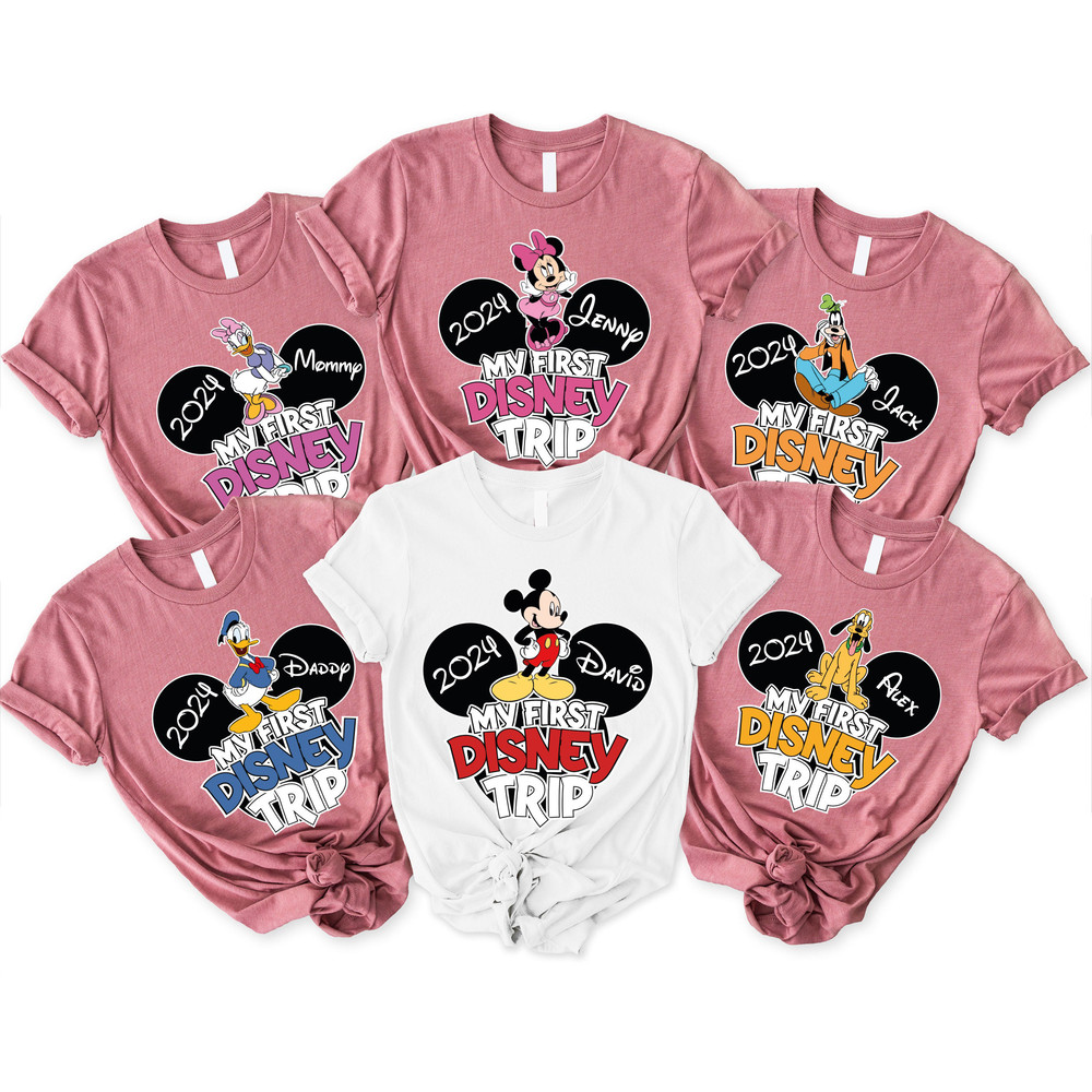 My First Disney Trip Mickey and Friends Shirts, Custom Disney Shirts, Disney Trip 2024 Tees, Disney Family shirts, Disneyland Matching Shirt.jpg