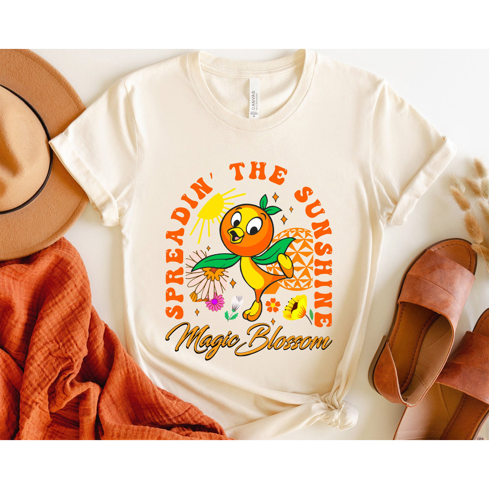 Orange Bird Shirt, Magic Blossom Shirt, Disney Orange Bird Shirt, Disney Beach Tee, Summer Vacation T-Shirt, Flower and Garden Festival Tees.jpg