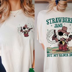 strawberry jams but my clock don't shirt, cowboy mickey mouse shirt, disney vacation shirt, disneyland mickey shirt, mag