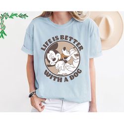 disney retro t-shirt life is better with a dog goofy mickey and goofy logo tshirt for disneyland magic kingdom disney lo