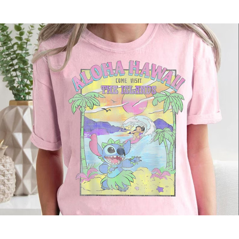 Retro Lilo & Stitch Aloha Hawaii Shirt Come Visit The Islands T-shirt Happy Stitch 626 Day Jun 26Th Tee Disney Birthday Walt Disney.jpg