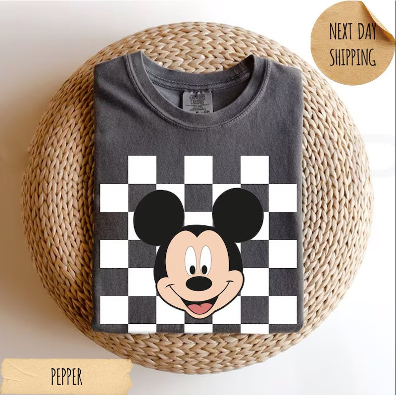 Retro Mickey and Friends Shirt, Disney Comfort Colors T-shirt, Retro Disney Trip Shirt, Checkered Mickey T-shirt, Disney Family Vacation Tee.jpg