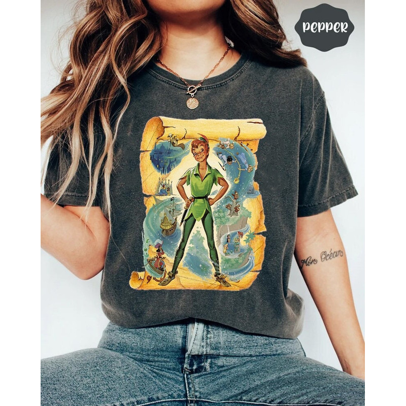 Retro Peter Pan Comfort Colors Shirt, Neverland Shirt, Walt Disney Peter Pan Shirt, Disney Fairies Shirt, Captain Hook, Magic Kingdom Shirt.jpg
