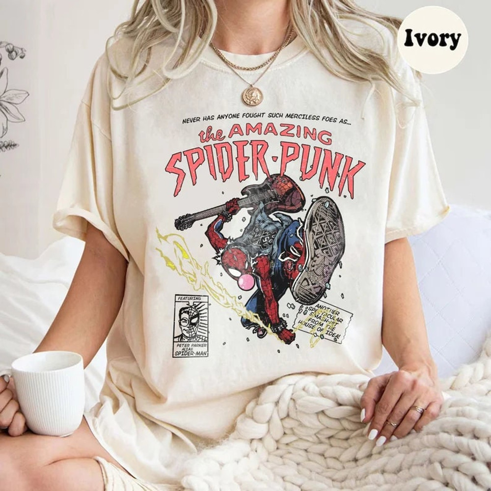 Retro the Amazing Spider Punk Shirt, Marvel Comics Shirt, Peter Parker tee, Spiderman Family Shirt, Comfort Colors Shirt.jpg