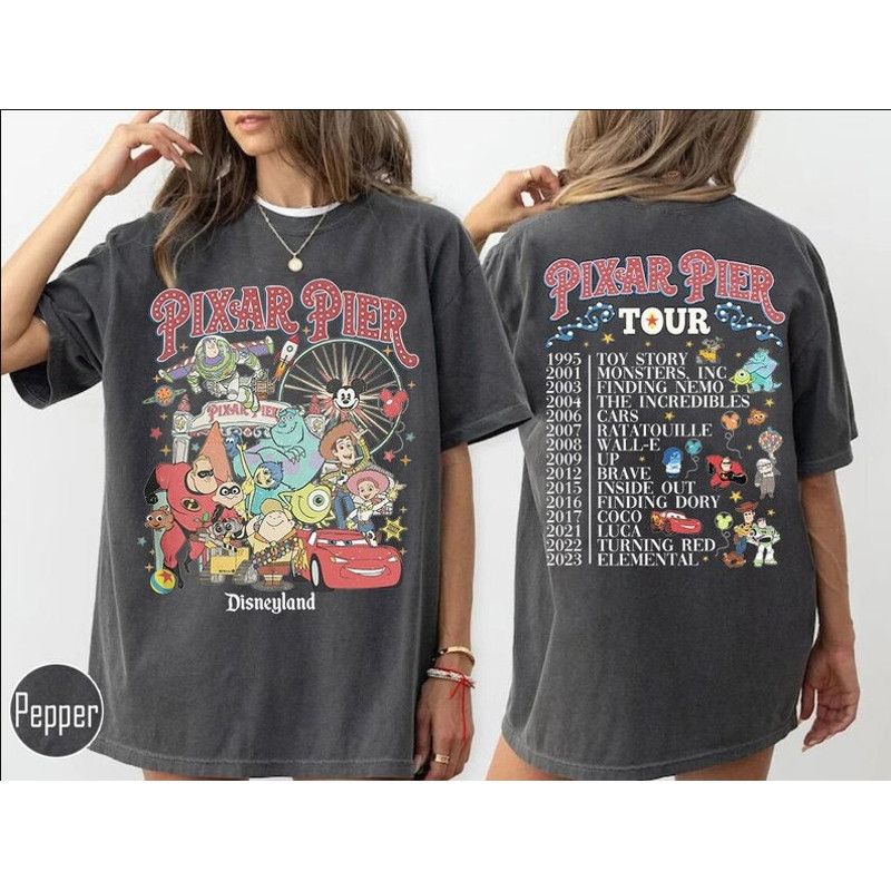 Two-sided Pixar Pier Disneyland Shirt, Disneyland Pixar Fest 2024 Shirt, Meet me at Pixar Pier, Disneyland Trip Shirt.jpg
