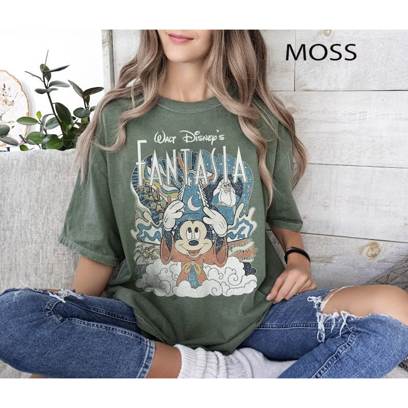Vintage Magic Mickey Shirt, Fantasia Sorcerer Mickey Shirt, Vintage Disneyland Shirt, Magical Kingdom, Hollywood Studios, Women Disney Shirt.jpg