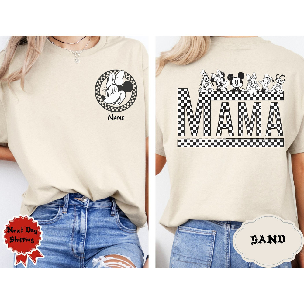 Personalized Retro Mickey and Friends Disney Mama Mini Checkered Shirt, Disney Dad Shirt, Disney Family Vacation 2024, Retro Disney Trip.jpg