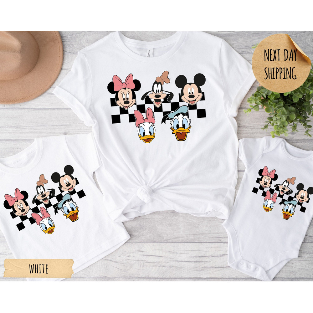 Mickey And Friends Checkered Shirt, Disney Matching Shirts, Disney Retro Shirt, Disney Family Shirts, Disneyworld T-Shirt, Mickey and Minnie.jpg