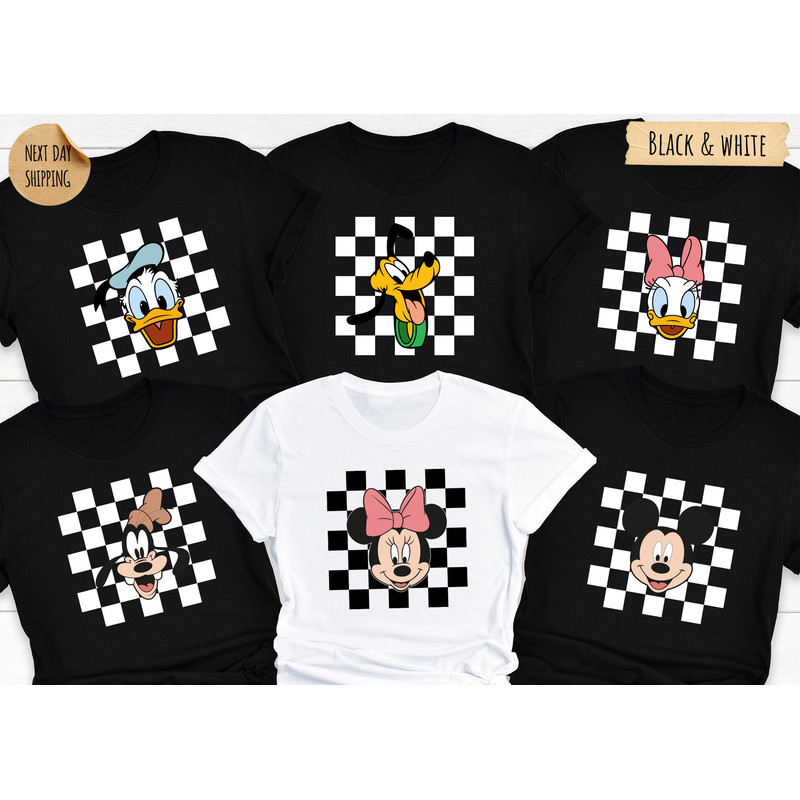 Retro Mickey and Friends Shirt, Retro Disney Trip T-shirt, Checkered Mickey Shirt, Retro Mickey Tee, Disney Family Vacation, Matching Shirts.jpg