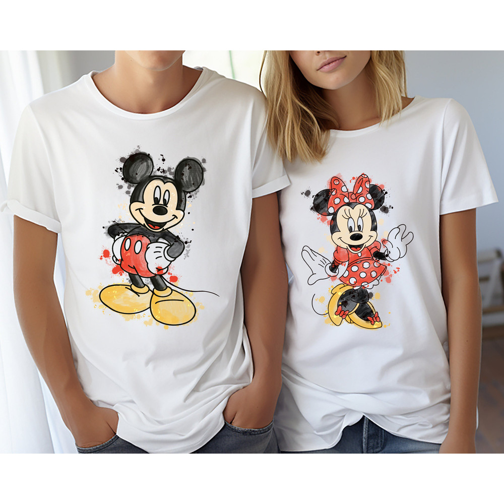 Disney Watercolor Mickey and Minnie Shirt, Disney Couple Shirt, Disney Family Vacation Shirt,Vintage Mickey Minnie Shirt, Disney Kids shirt,.jpg