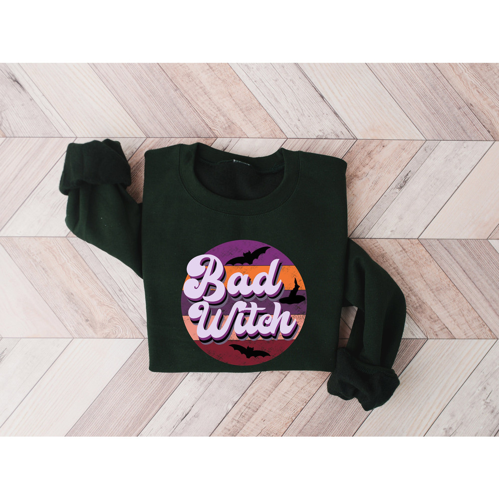 Bad Witch Sweatshirt, Retro Halloween Sweatshirt, Spooky Halloween Shirt, Witch Halloween Shirt, Halloween Shirt, Halloween Gift.jpg