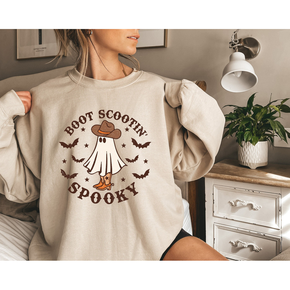 Boot Scooting Spooky Sweatshirt , Cute Spooky Shirt, Halloween Sweatshirt ,Cowboy Ghost Shirt, Western Halloween Shirt, Halloween Gift.jpg