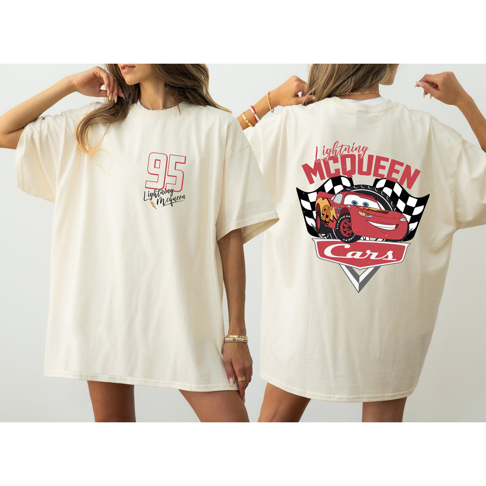 Two sided Retro Lightning Mcqueen Shirt, Lightning McQueen 95 Shirt, Piston Cup shirt, Pixar Cars Shirts, Disneyland Family Vacation Shirts.jpg
