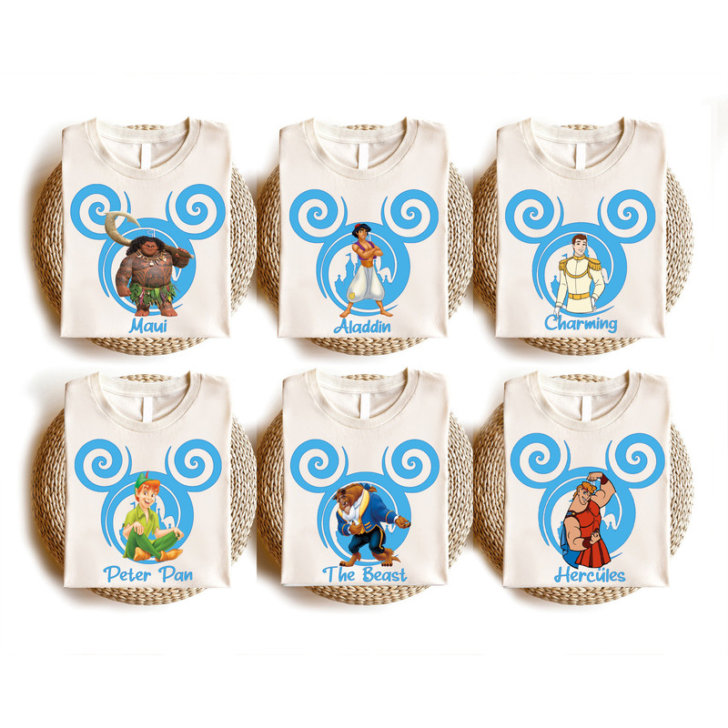 Custom Disney Prince Shirts, Prince Charming Shirt, Peter Pan Shirt, Aladdin Tee, Flynn Rider Shirt, Disneyland Family Trip Shirt.jpg