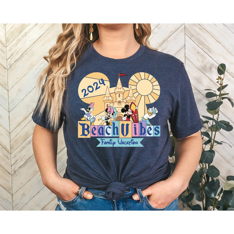Disney Beach Vibes Shirt, Mickey Friends Family Vacation 2024 Shirts, Disneyland Castle Shirt, Disney Sea World Tee, Family Summer Vibes Tee.jpg