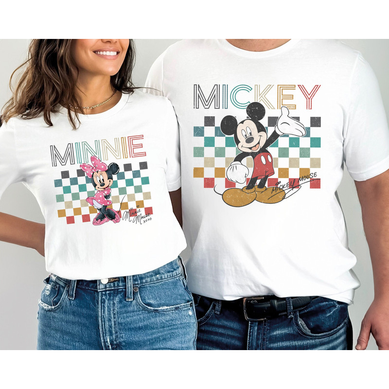 Disney Mickey Minnie Checkered Shirt, Disney Family Trip Shirt, Disneyland Vacation Shirts, Disney Couple Shirts, Disneyworld Matching Shirt.jpg