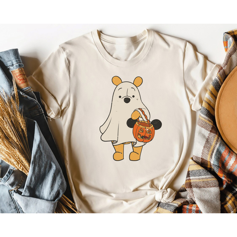 Disney Pooh Bear Ghost Shirt, Winnie The Pooh Halloween Shirt, Disneyland Halloween Shirt, Halloween Pumpkin Shirt, Halloween Mickey Tee.jpg
