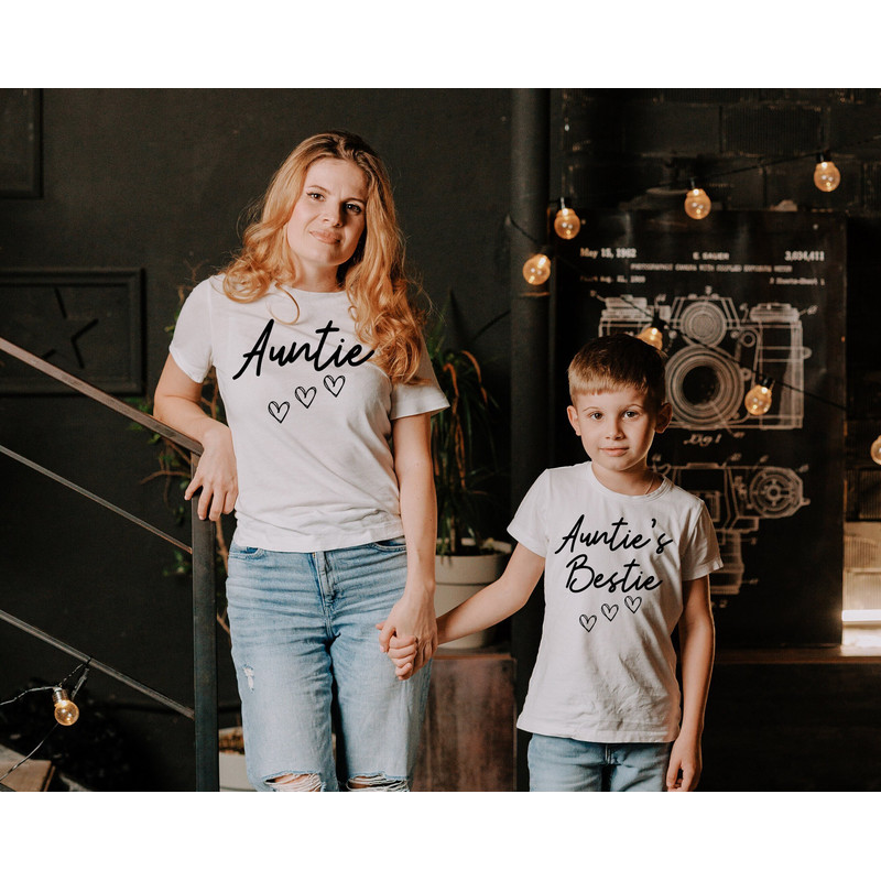 Auntie's Bestie Matching Set, Personalized Matching Shirts, Auntie Niece Clothing, Customizable Family Outfit, Auntie's Bestie Shirt.jpg