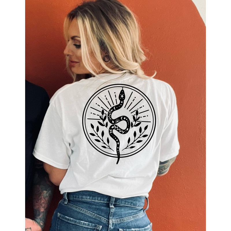 Celestial Snake Shirt, Gifts For Her, Cute Mom Tee, Mystic Snake Shirt, Alternative Boho Tee, Yoga Shirt, Spiritual, Backprint.jpg