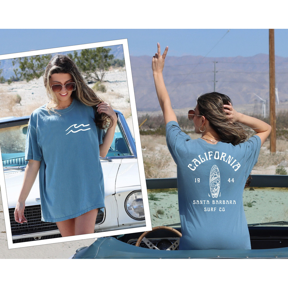 Comfort Colors® California Santa Barbara Surf Co Shirt, Oversized Back and Front Shirt, Surfing Co Tee, Aesthetic Oversized T-Shirt, Beachy.jpg