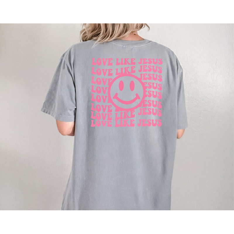 Comfort Colors® Love Like Jesus Shirt, Oversized Jesus Shirt, Aesthetic Christian Shirt, Smiley Face Jesus Shirt, Religious Gift.jpg