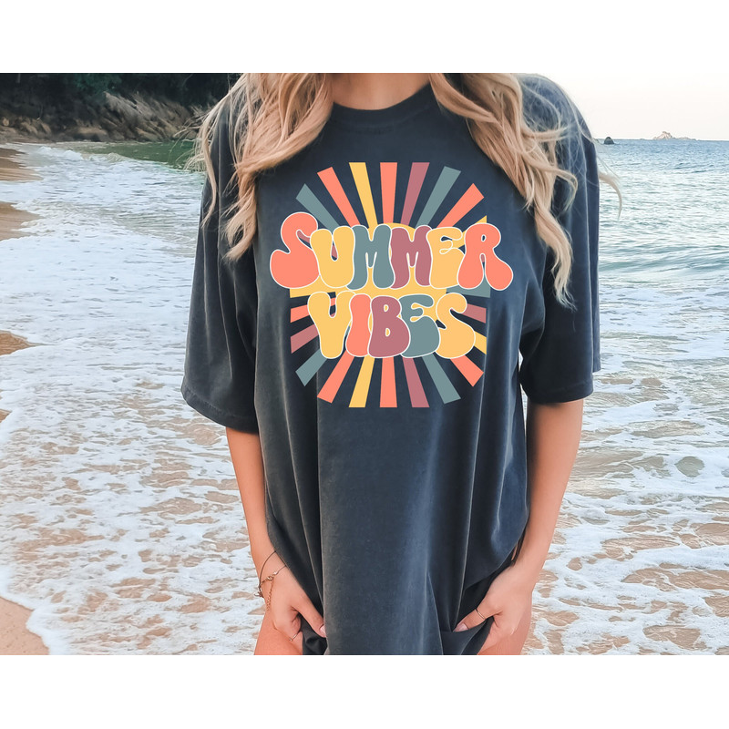 Comfort Colors® Summer Vibes T-Shirt, Fun Summer Shirt, Vacation Apparel, Beach Vacation Shirt, Summer Fun T-Shirt, Relaxing Summer Shirt.jpg