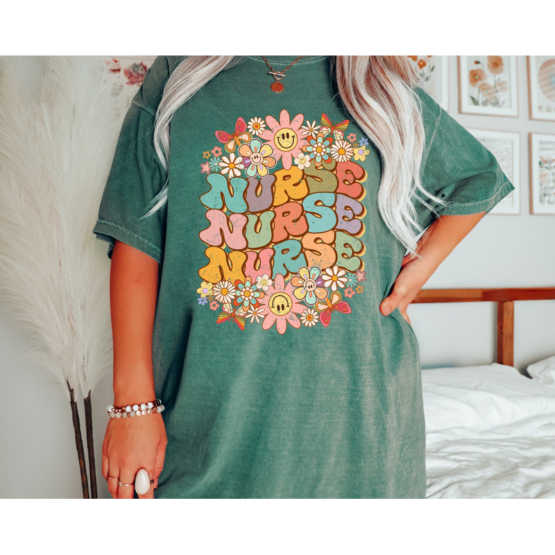Comfort Colors® Wildflowers Nurse Shirt, Nurse Tee, Nurse Appreciation Gift, Nurse Floral Shirt, Nurse Gift Idea, Medical Professional Shirt.jpg