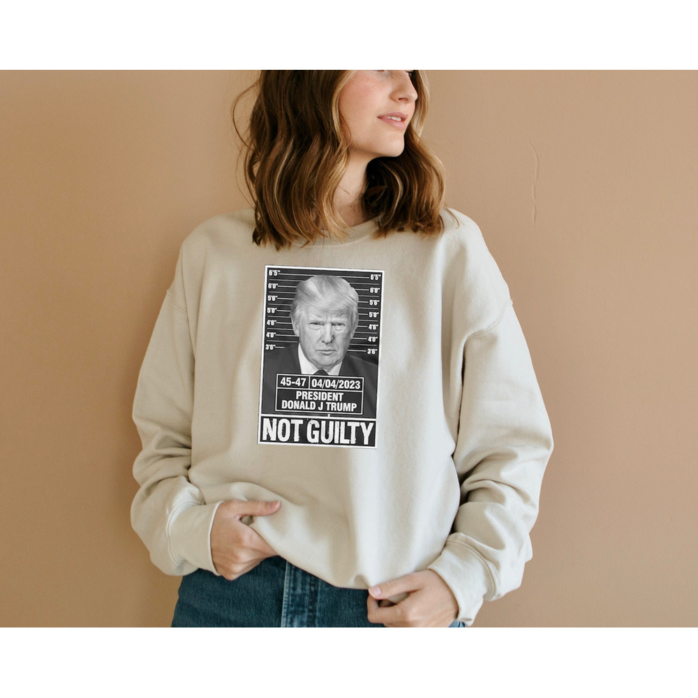 Donald Trump Police Mugshot Photo Sweatshirt, Not Guilty 45-47 President Sweatshirt ,DJT arrest US presidential elections Trump Support Tee.jpg