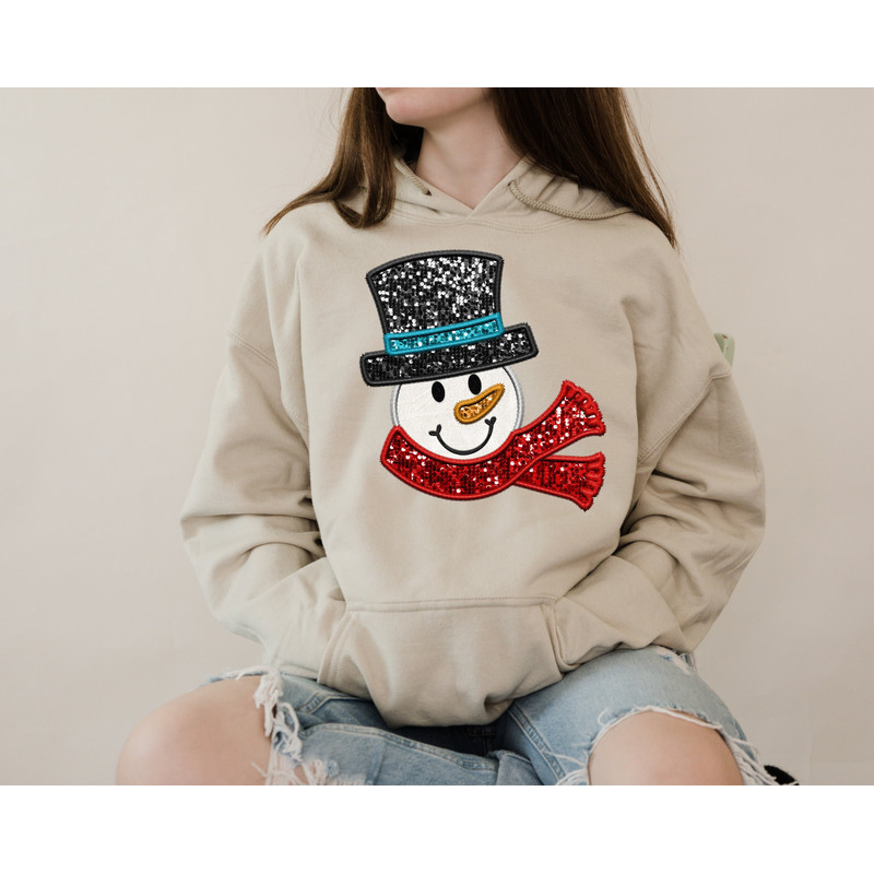 Faux Embroidery Christmas Sweatshirt, Christmas Snowman Sweatshirt, Christmas Sweater, Christmas Shirts for Women, Funny Snowmen Sweatshirt.jpg