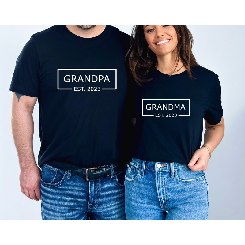 Grandparents 2023 Heart T-Shirt, Grandma Grandpa Est 2023 Tees, Gift for New Family, Fathers Day Gift, Grandma Mothers Day T-Shirt.jpg