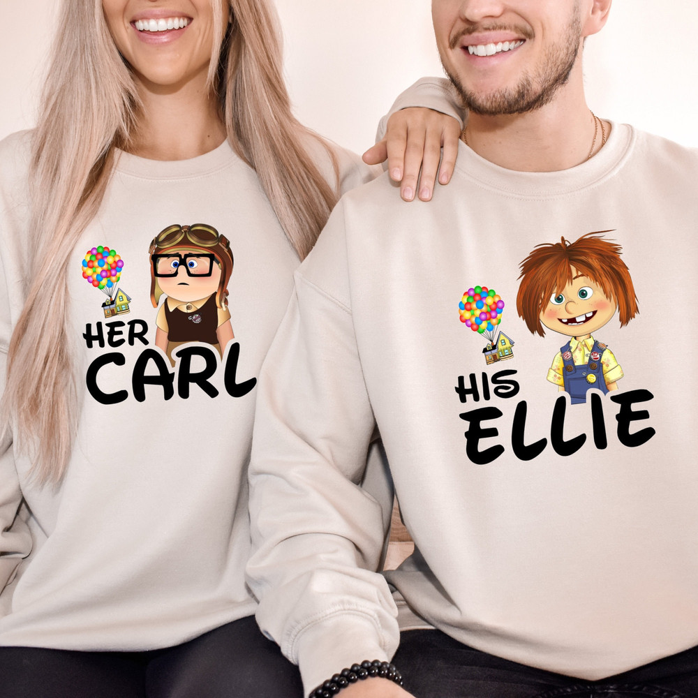 His Carl Her Ellie Shirt, Carl And Ellie Tee, Up Couple Tee, Disney Couple Tee, Mr and Mrs Top, Matching Couple Apparel.jpg
