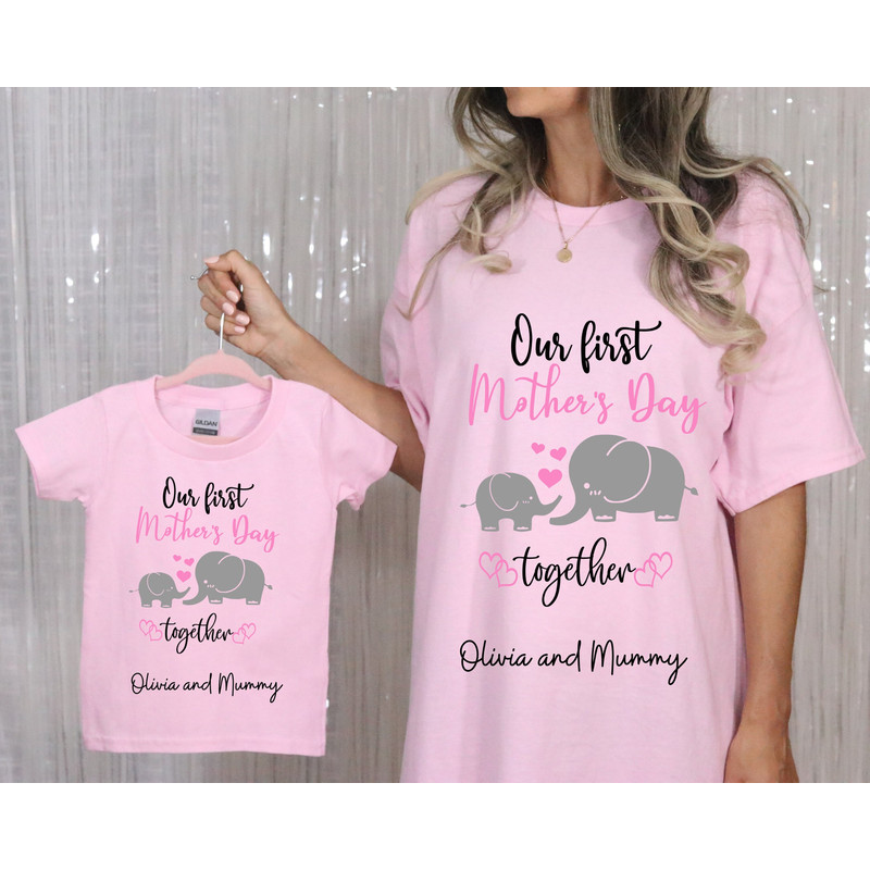 Our First Mother's Day Shirts, Matching Mommy And Me Shirt, Custom Mother's Day Shirt, Elephant Mommy And Me Shirt, 1st Mothers Day Outfit.jpg
