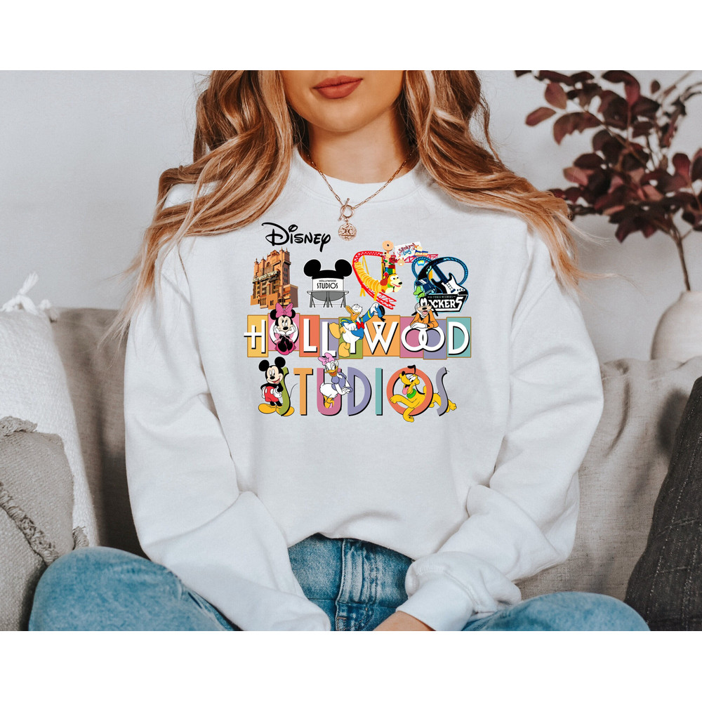 Retro Disney Hollywood Studios Sweatshirt, Mickey And Friends Hollywood Studios Shirt Hoodie Sweatshirt, Disney Family Vacation Sweatshirt.jpg