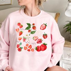 strawberry sweatshirt, screen print hoodie, graphic tee, foodie clothing gift 1