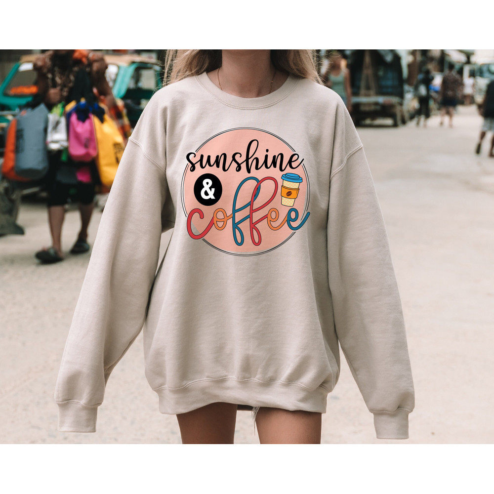 Sunshine and Coffee Shirt, T-shirt for Coffee Lovers, Summer Tee for Mothers Day, Sunshine and Coffee Gift for Mom, Coffee Graphic T-shirt.jpg