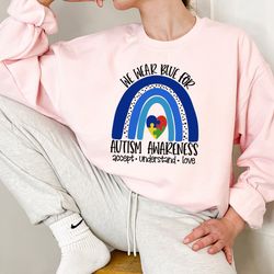 we wear blue for autism awareness sweatshirt, autism awareness hoodie for mothers day gift, autism awareness gift for mo