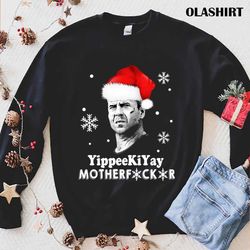 die hard john mcclane yippee ki yay motherfucker christmas t-shirt - olashirt