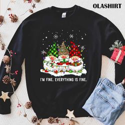 three gnomes i am fine everything is fine christmas t-shirt - olashirt