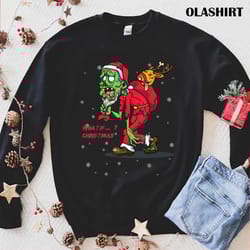 new santa zombie walking dead christmas costume gift t-shirt t-shirt - olashirt
