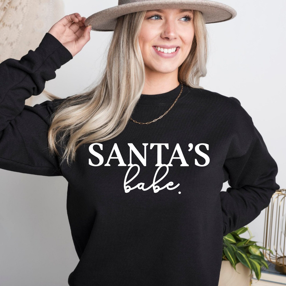 Christmas Couple Santa & Santa's Babe Sweatshirt, Santa Matching Christmas, Xmas Couple, Ugly Christmas, Funny Holiday, Mr Mrs, His Hers Tee.jpg